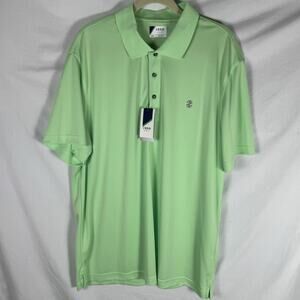 IZOD NWT Golf Polo Shirt Men's XXL Short Sleeve Lime Green Striped Side Slit